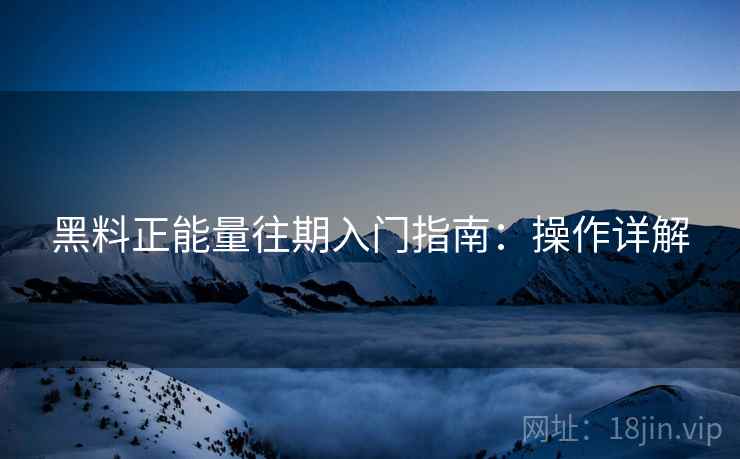 黑料正能量往期入门指南：操作详解
